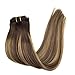 GOO GOO Clip in Hair Extensions Real Human Hair, Remy Human Hair Extensions Clip ins for Women, Natural Human Hair, 24inch 120g 7Pcs, 4/27/4 Balayage Chocolate Brown to Caramel Blonde