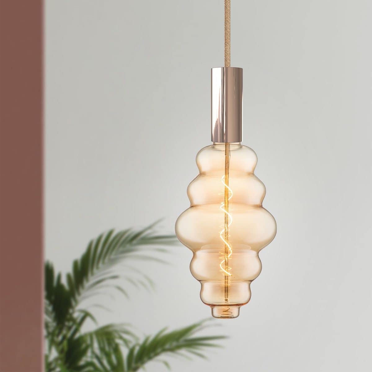 home sweet home collection Edison Vintage E27 | LED-Filament-Leuchtmittel Cloud Spiral | Ambra | Dimmbar | 4W 280lm 2700K | warmweißes Licht | für E27-Fassungen