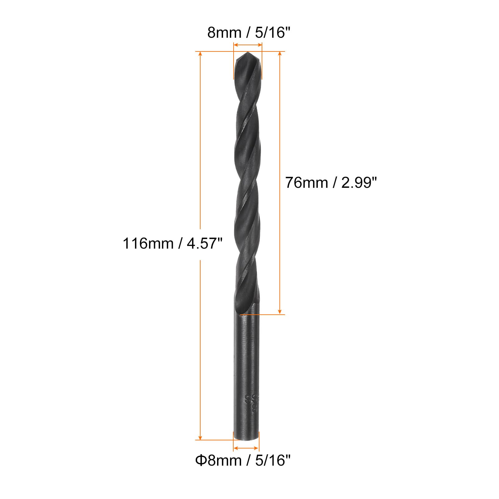 Lot De 15 Forets Hélicoïdaux HSS Cobalt 3.3mm - Parfait Pour Métal, Longueur 65mm, Marque Uxcell