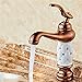 WasserhahnTap Tutto in rame stile europeo lavabo bagno rubinetto rubinetto per armadio caldo e freddo lavabo antico rubinetto singolo foro oro rosa ceramica bianca