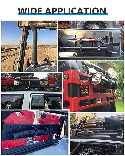 Image of Shovel Holder, Quick Release Rubber Clamp Mounting Bracket Fits 1-1 /7'' to 1-3 /7'' Diameter Tool Handles for Trucks UTV ATV Offroad 4X4 Parts- 4 Pack