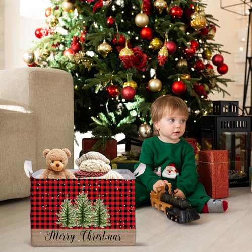 Image of Merry Christmas HOLA Storage Basket, Snowman Waterproof Storage Box, Toy and Clothes Storage Box for Boys and Girls, Santa Christmas Gifts for Nursery, Christmas Winter Party Decoration Storage Cube