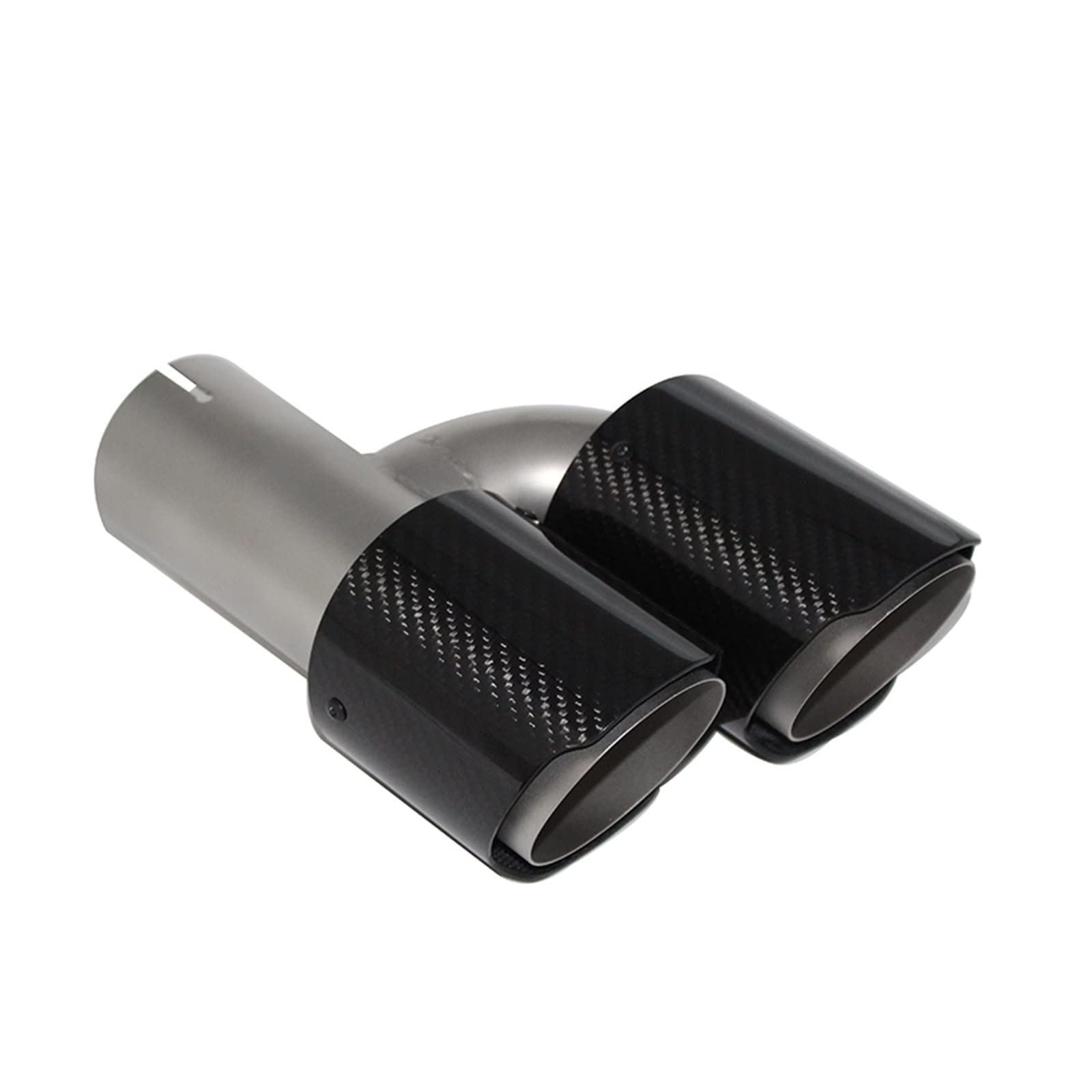 Samochodowe końcówka rury wydechowej ze stopu tytanu w kształcie litery H podwójna dysza gardło z włókna węglowego cztery-out ogon gardła(Left 63mm out 89mm)