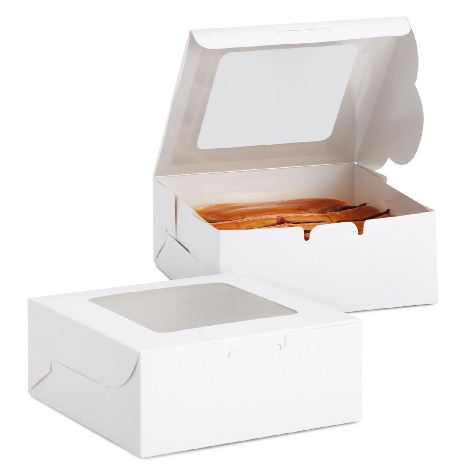 Juvale - Caja para repostería con ventana (15,2 x 15,2 x 6,3 cm, 50 unidades), color blanco