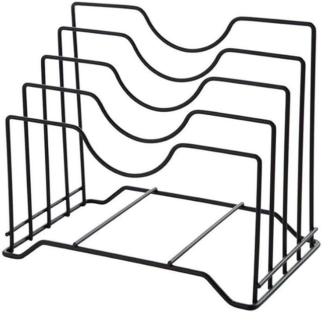 knowledgi Pot Lid Organizer Rack Metal Wire Cookware Organizer Rack Expandable Kitchen Pan and Pot Organizer Rack for Vertical or Horizontal Placement of Skillets, Frying Pans, Lids