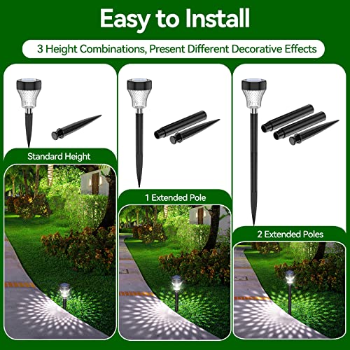 Xinree Bright Solar Pathway Lights Outdoor Waterproof, 8 Pack Upgraded Pathway Lights Solar Powered For Garden Walkway Landscape Yard Path Driveway Lighting, Cool White #TOP1