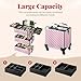 mefeir 4-in-1 Rolling Makeup Train Case Lift Handle,4 Removable Wheels Lockable Keys,Aluminum Cosmetic Trolley Beauty Stylist Artist Organizer Box,Ideal Xmas New Year Gift (Diamond Pink)