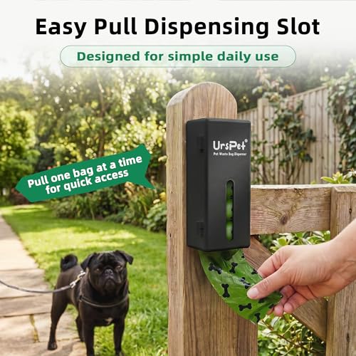 URSPET Dog Poop Bag Dispenser with 4 Rolls, 60 Scented Bags, Black — view 5