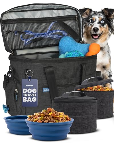 The Original Doggy Bag™ - Complete Dog Travel Bag for Supplies with 2 BPA-Free Travel Dog Bowls...