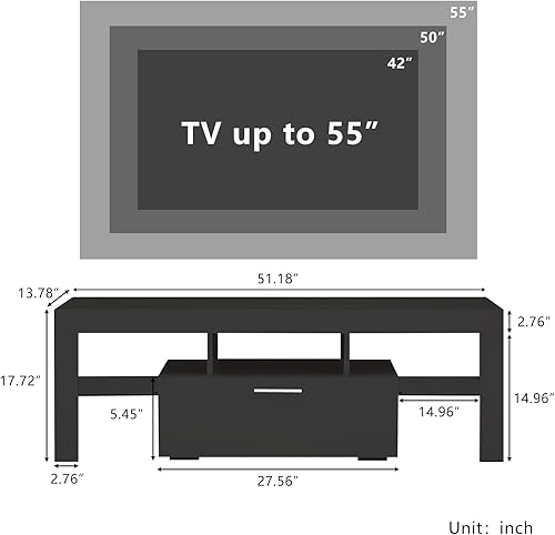 Miniatura 31 de Soporte de TV LED para televisores de hasta 70 pulgadas, centro de entretenimiento de alto brillo de mediados de siglo con armarios de Negro