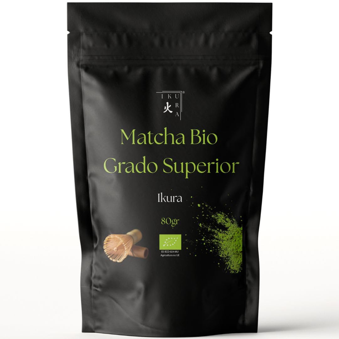 Té Matcha Premium Ikura Bio 80 g | Matcha Ecológico 100% Puro en Polvo | Té Verde Antioxidante Natural | Energía y Concentración | Ideal para Matcha Latte, Té y Recetas Saludables | Vegano