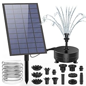 AISITIN 7W Solar Fountain Pump, Upgrade DIY Solar Panel Water Fountain with 5FT Water Pipe Pump Sprays 16 Different Water Feature for Bird Bath,Garden Decoration,Pets Drinking,Fish Tank and Pond
