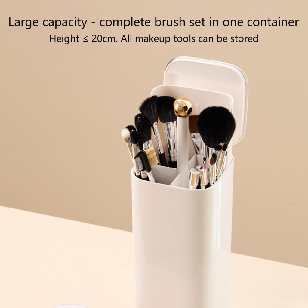 Auto Rising Makeup Brush With Cover And 4 Compartments For Quick Access