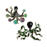 Opexicos 2Pcs Creative Pop-Enamel Octopus Pin and Fun Octopus Alloy Brooch Enamel Octopus Costume Accessories Brooches Gift