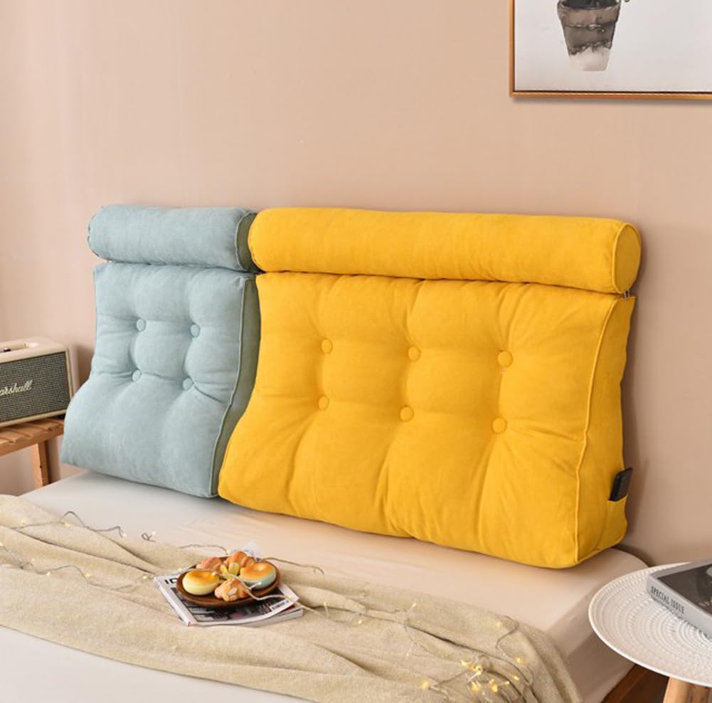 Almohada de respaldo para sofá cama con soporte de cuello desmontable, respaldo de posicionamiento para silla de oficina con funda de cojín lavable, 45 x 50 x 25 cm (70 x 50 x 25 cm, café claro)