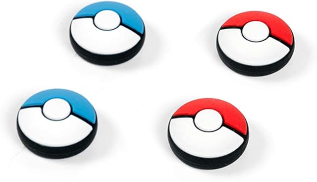NSTang Joy Con Thumb Grip Set Joystick Caps for Nintendo Switch Pokemon Silicon Stick Cap for Joy-Con Controller, Blue & Red, 4 Caps