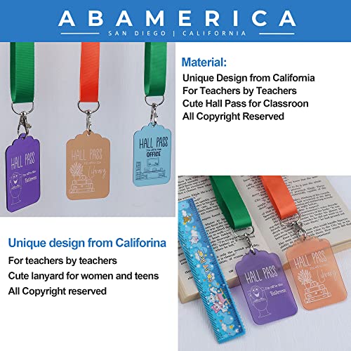 Abamerica Hall Passes For Classrooms With Breakaway Lanyard, Bathroom Passes, Teacher Classroom Must Haves #TOP5