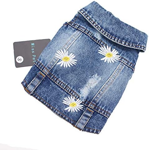 Pet Clothes Denim Dog Costume Summer Cowboy Vest Daisy Shirt Jeans Jacket Puppy Clothing for Chihuahua Yorkies