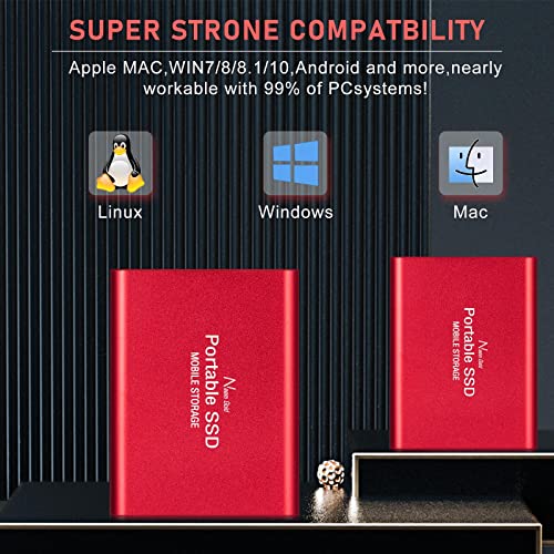 Image of SSD USB 3.1 External Solid State Drives Hard Disk for PC Laptop 2TB Red (2TB Red)