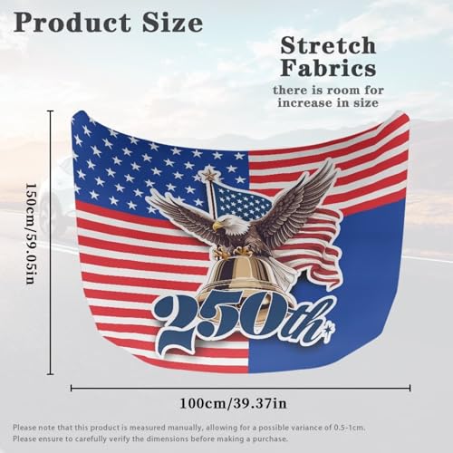 Image of America 250 Car Hood Cover Polyester Elastic Fabrics Washable Suitable for Large SUV and Pickup Trucks 39x59in