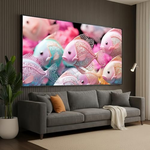 Toile vie sous-marine poissons pastel pour habiller un grand mur