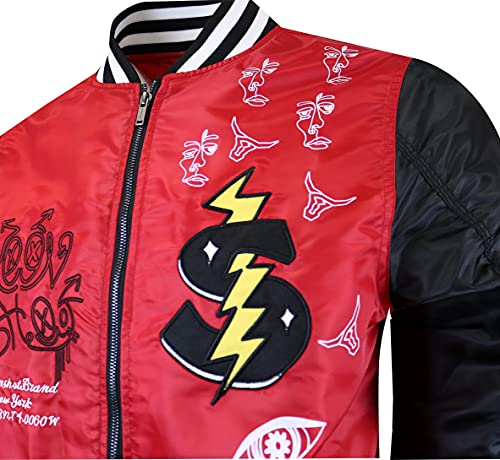 Image of SCREENSHOT Hip-Hop Urban NYC Fashion Bomber Jacket - Modern Outdoor Lightweight Streetwear Graffiti Print Zip Up Top