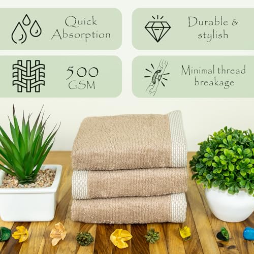 Image of RANGOLI 100% Bamboo Face Towel Set of 3, 500 GSM, Quick Dry Towels for Face, Gym, Travel, Ultra Soft Highly Absorbent, 30Cm X 30Cm, Beige.