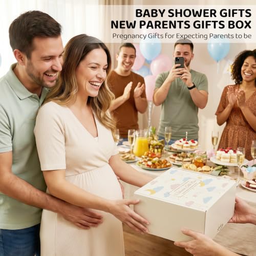 Image of New Parents Gifts Set for Couples,Gender Reveal Gifts with Mom and Dad Glass Cups,Pregnancy Gift Basket for New Parents,Pregnancy Announcemen (2027)