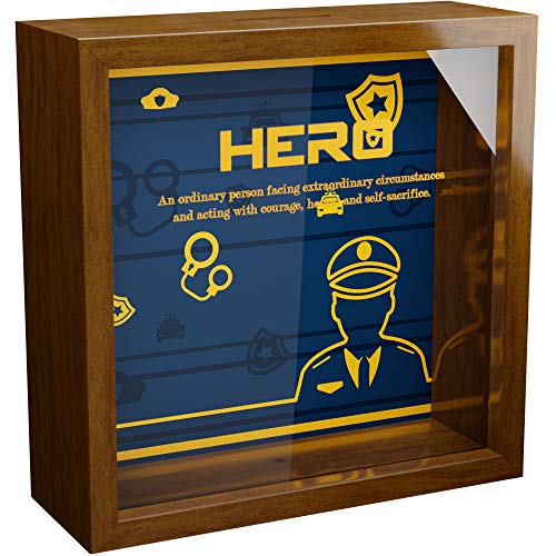 Police Officer Gifts | 6x6x2 Memorabilia Shadow Box with Glass Front for Retired
