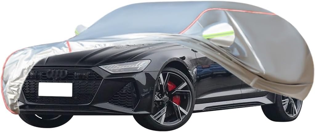WOLWES Car Cover are Suitable for Audi RS 6 Avant All-Weather Windproof, Snowproof, Rainproof, UV-Protected and Breathable All-Season Universal with Side Door Zip Oxford Cloth Car Cover (Color : Whit
