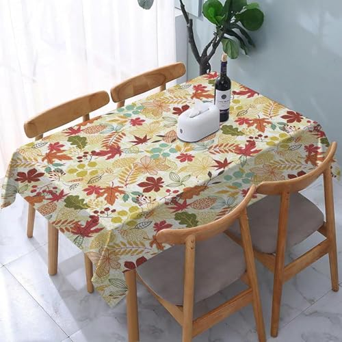 Tizhweqo Mantel Mesa Cuadrada Otoño, Manteles Antimanchas Hojas, 3D Impresión Mantel Impermeable Lavable para Cocina Salón Comedor, 90x90 cm Q.P2182