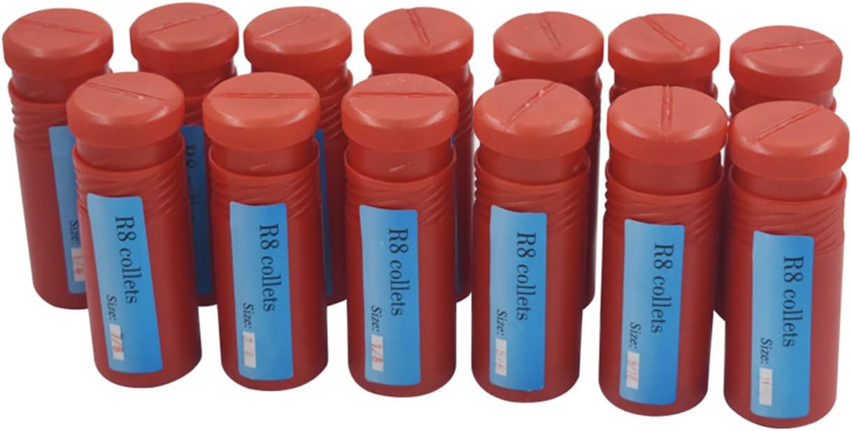 13-Pack Precision R8 Collets Set Mill Collets Set 1/8-7/8In Mill Chuck Holder for Taper Spindle Mill Machine