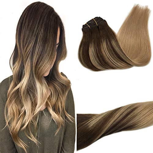 GOO GOO 120g Ombre Clip in Hair Extensions Chocolate Brown Fading to Dirty Blonde Real Remy Human Hair Extensions Clip in Natural Hair Extensions 7 Pieces 20 inch Stragiht GOO GOO 120g Ombre Clip in Hair Extensions Chocolate Brown Fading to Dirty Blonde Real Remy Human Hair Extensions Clip in Natural Hair Extensions 7 Pieces 20 inch Stragiht