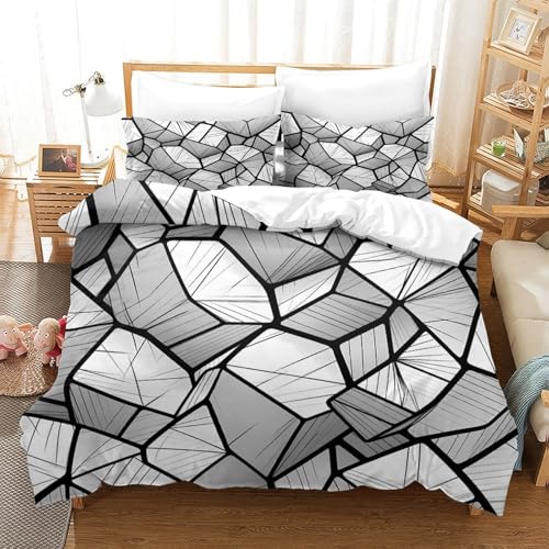 Housse de couette microfibre haut de gamme imprimé géométrique 3D - 3