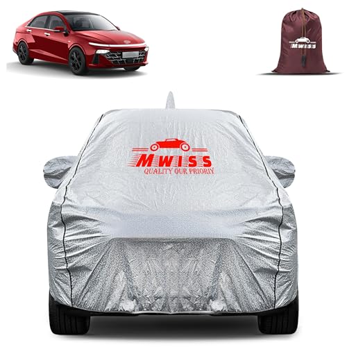 Image of Waterproof Car Body Cover for Hyundai Verna | Mirror & Antenna Pocket Anti-Scratch with Soft Cotton Inner Lining Triple Stitched Protection| Heat Resistant | Rain Protection (Silver)