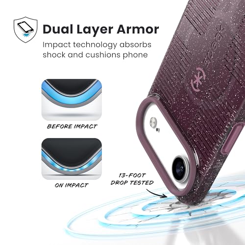 Image of Speck CANDYSHELL Grip +MS Case for iPhone 17 Air - Plumberry Glitter | Slim Protective Grip | Drop Protection | MagSafe Compatible