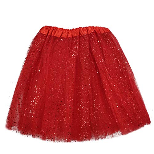 MUNDDY - Tutu Elastic tule 3 camadas 40 cm de comprimento para adultos diferentes cores saia disfarce balé (Envio 48-72h com seguimento de Madrid), Vermelho e preto, Talla única
