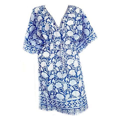Rastogi Handicrafts 100% Cotton Hand Block Print Kaftan Women’s Apparel Fabric Print Swimsuit Cover-up Beach Kaftan 4 Cover