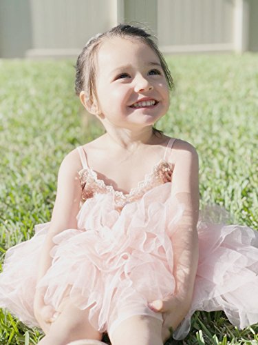 Cilucu Girls Dress Toddler Kids Party Dress Sequin Tutu Pageant Lace Dresses Gown for Flower Girl Baby Rose Gold/Pink Peach3