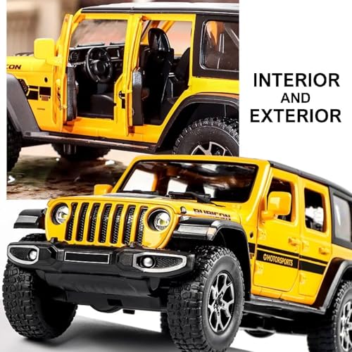 Image of 1:24 Scale Wrangler Rubicon Toy Car for Kids Collection Diecast Metal Model Car with Light Sound Pull Back Openable Door