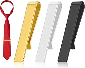 KAPSING 3 Pieces Stainless Steel Business Style Pins and Ties for Weddings, Meetings, Business (Gold/Silver/Black)