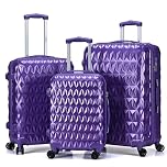 CMY Hardshell Suitcase Luggage | Durable Suitcases | Lightweight & Secure with Combination Lock | Smooth 4 Dual Spinner Wheels | Ideal Travel Bag & Luggage Sets (Purple, 3 Piece Full Set)