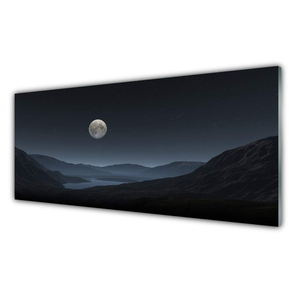 Tableau moderne nuit de lune en plexiglas panoramique pour salon design Tulup 125x50