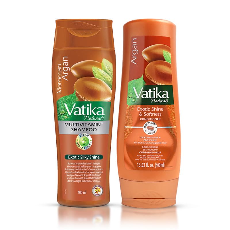 Vatika Naturals Argan Shampoo & Conditioner Duo – Deeply Nourishing Haircare, Repairs Damaged Hair, Hydrates & Tames Frizz, Brings silky shine to you hair, Suitable for All Hair Types