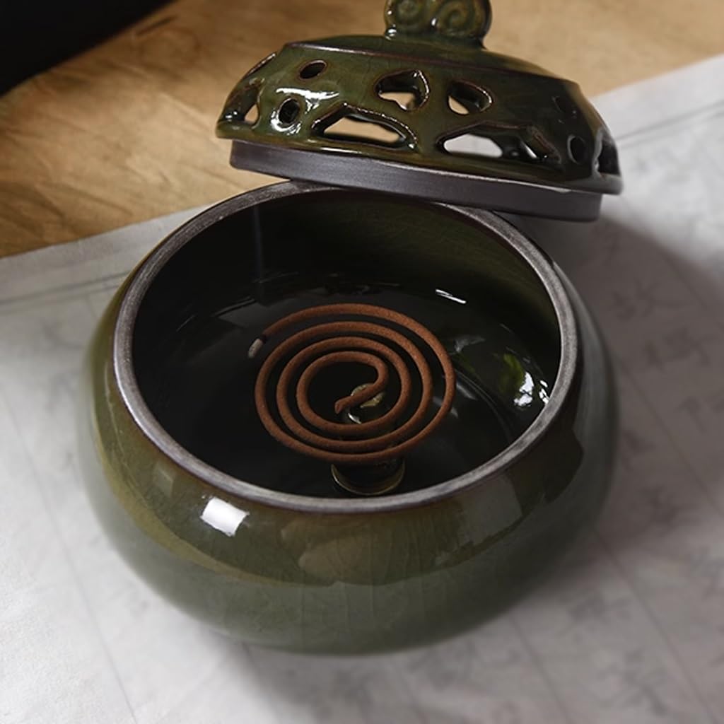 Quemador de incienso de reflujo retro pequeño horno de incienso para el hogar, horno zen interior, horno de aroma, horno de aroma, ceremonia de té, adorno de cerámica para horno de incienso