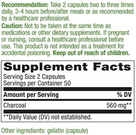 Nature's Way - Charcoal Activated 280 mg 100 cap (Pack of 2)