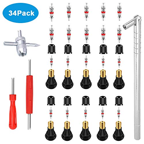 tire stem tool - Riseuvo Valve Stem Puller Installer Tool - 10pcs TR412 Tire Snap in Short Rubber Valve Stem, 4 Way Valve Core Remover, Single Head Tire Valve Core Remover Installer Tool