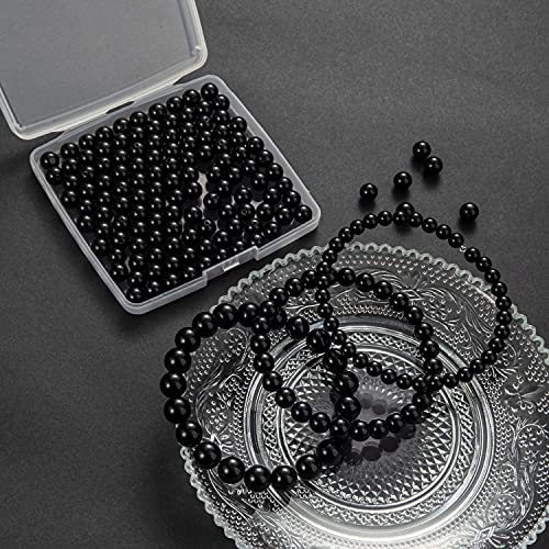 Image of 100Pcs Natural Stone Beads 8mm Black Oynx Round Gemstone Loose Beads with Elastic Bracelet String for Bracelets Necklace Jewelry Making