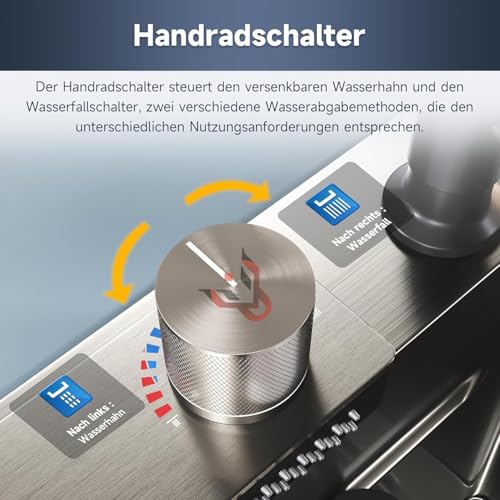 Image of Kitchen Sink 304 Grade Anti Scratch Design With Integrated Waterfall And Pull-down Faucet Set and All Accessories All In One Stainless Steel Sink For Kitchen (All In One (30X18X9))