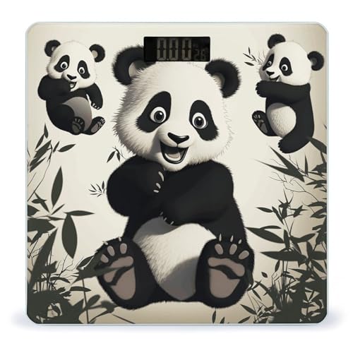 Báscula digital Playful Panda para baño 26x26 cm vidrio templado miniatura 1